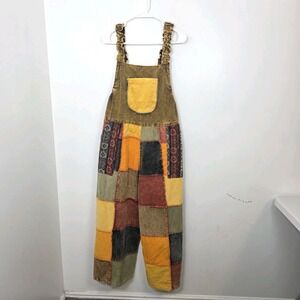 Unbranded Multicolor Patchwork Corduroy Baggy Wide Oversized Overalls Size Small